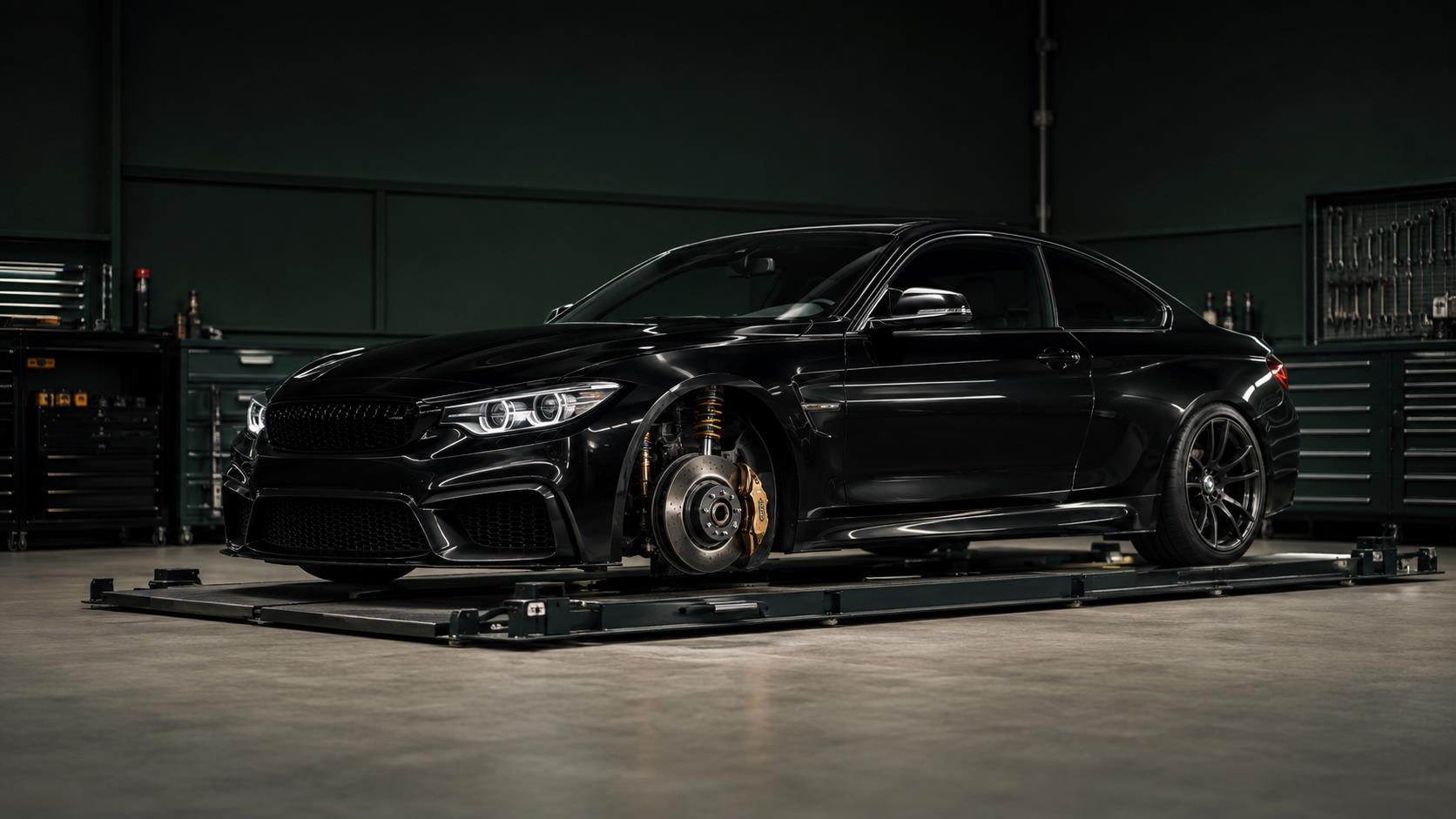 Заниженный автомобиль с регулируемой подвеской в студии Prive Car Club